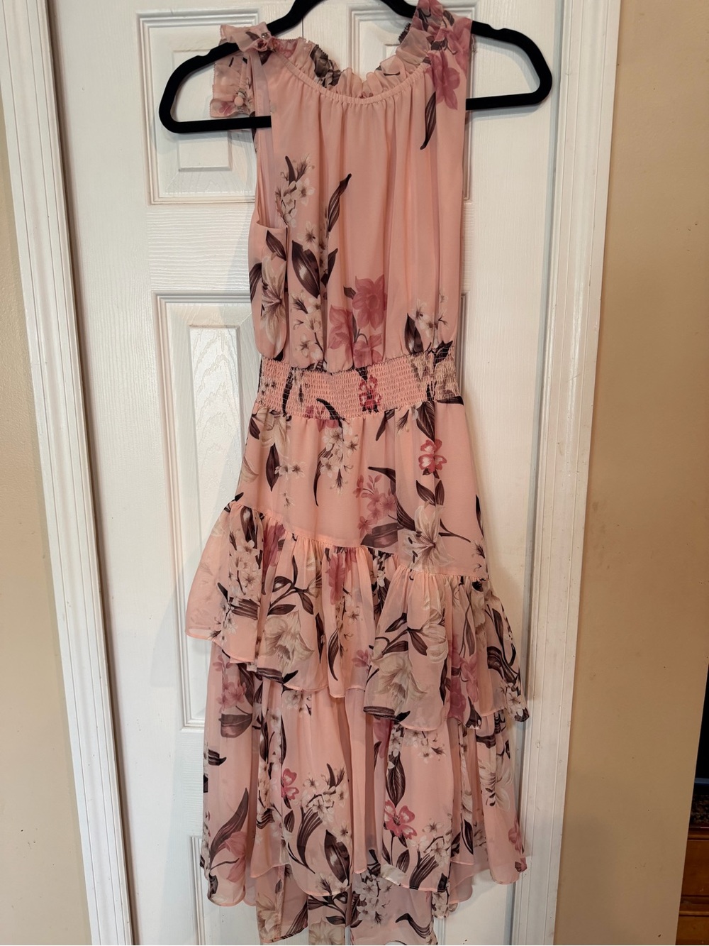 Eliza J Pink Floral Ruffle Tiered Dress